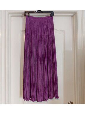 VTG Sharon Young Micro Plaid Crinkle Maxi Skirt Grunge Dark Academia Preppy S